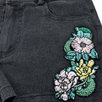 John Richmond Short In Denim Tinta Unita con Stampa per Bambina RGP26122SH NERO JOHN RICHMOND 