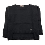 PLEASE maglia gircollo tinta unita asimmetrica Nero per Bambina NBI7230G66 NERO PLEASE 