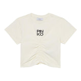 Pinko T-Shirt Girocollo Tinta Unita con Logo per Bambina KFTS007 PANNA PINKO 