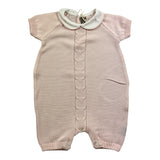 Little Bear Solid Color Half Sleeve Romper With Contrast Collar Pink For Newborn