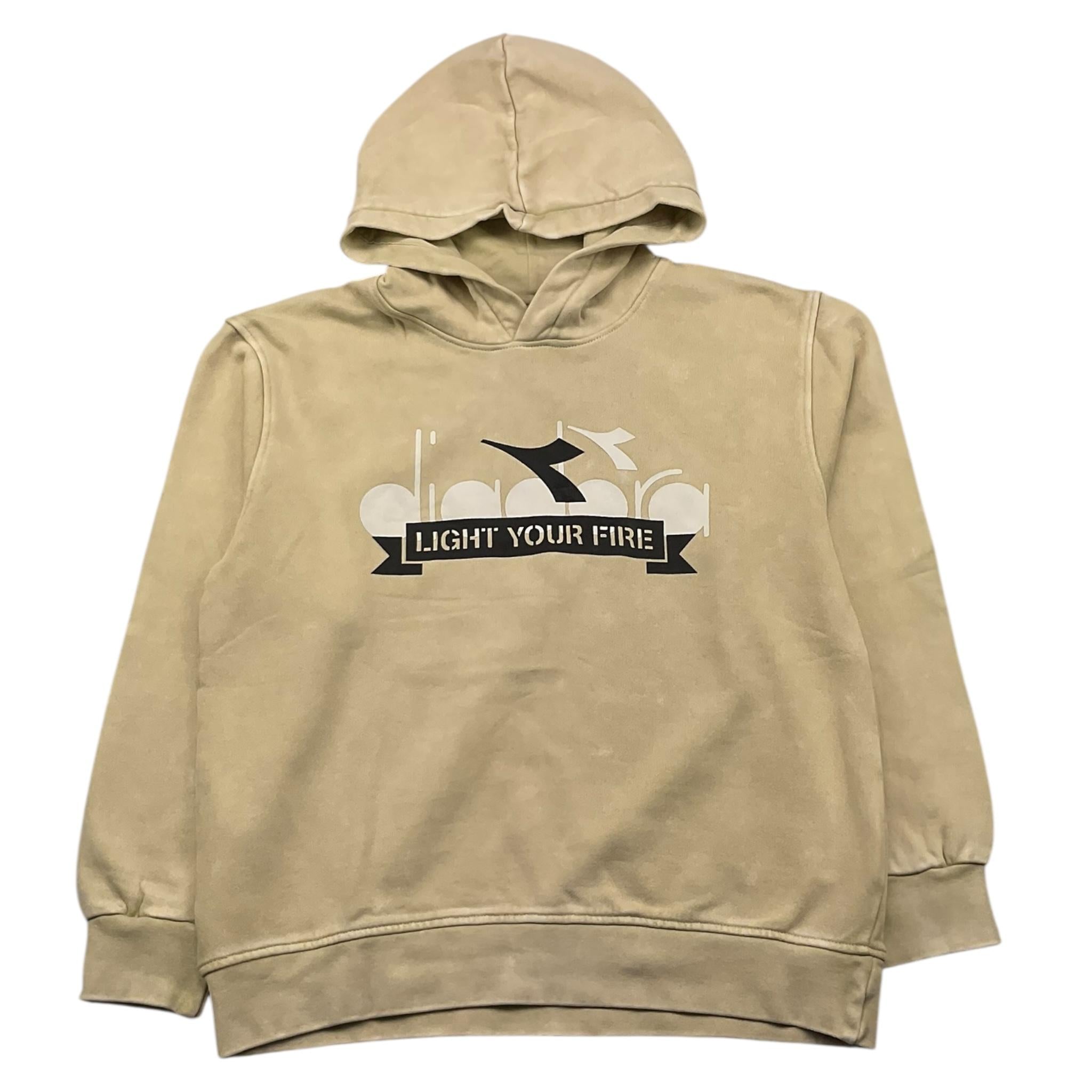 DIADORA felpa chiusa cn cappuccio tinta unita con logo Beige per Bambino F4DIJBHS033 BEIGE DIADORA 