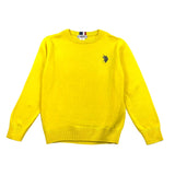 US Pollo Assn Yellow Logo Solid Color Crewneck Sweater For Boys