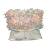 Nikolia Top Tinta Unita Giromanica con Piume per Bambina GLORIATOP ROSA NIKOLIA 