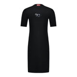Diesel Black Logo Solid Color Half Sleeve Dress For Girls