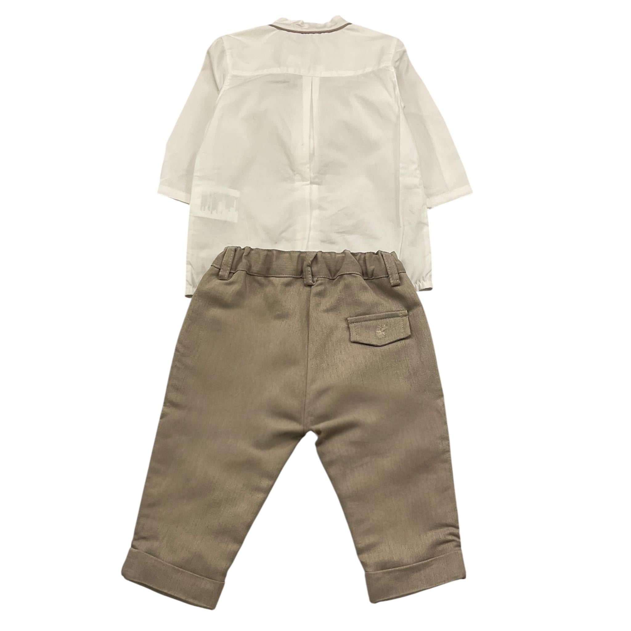 LE COCONNE completo 2 pezzi camicia-pantalone bicolore Bianco/beige per Neonato LCN1309 BIANCO/BEIGE LE COCONNE 