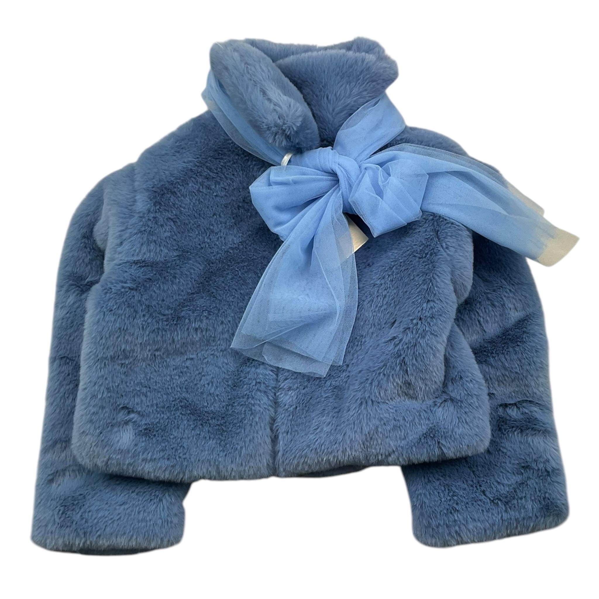 MISS GRANT pelliccia tinta unita con fiocco in tulle Azzurro per Bambina MG1202 AZZURRO MISS GRANT 