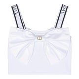 Twinset Plain Top With Bow And Logo Straps White For Girls