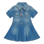 Dsquared2 Abito Mezza Manica In Denim tinta unita Blu per Neonata DQ2762 BLU DSQUARED2 