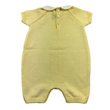 Little Bear Plain Half Sleeve Romper With Contrast Collar Yellow For Newborn