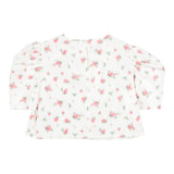 Philosophy Solid Color Half Sleeve Shirt Floral Pattern White For Girls