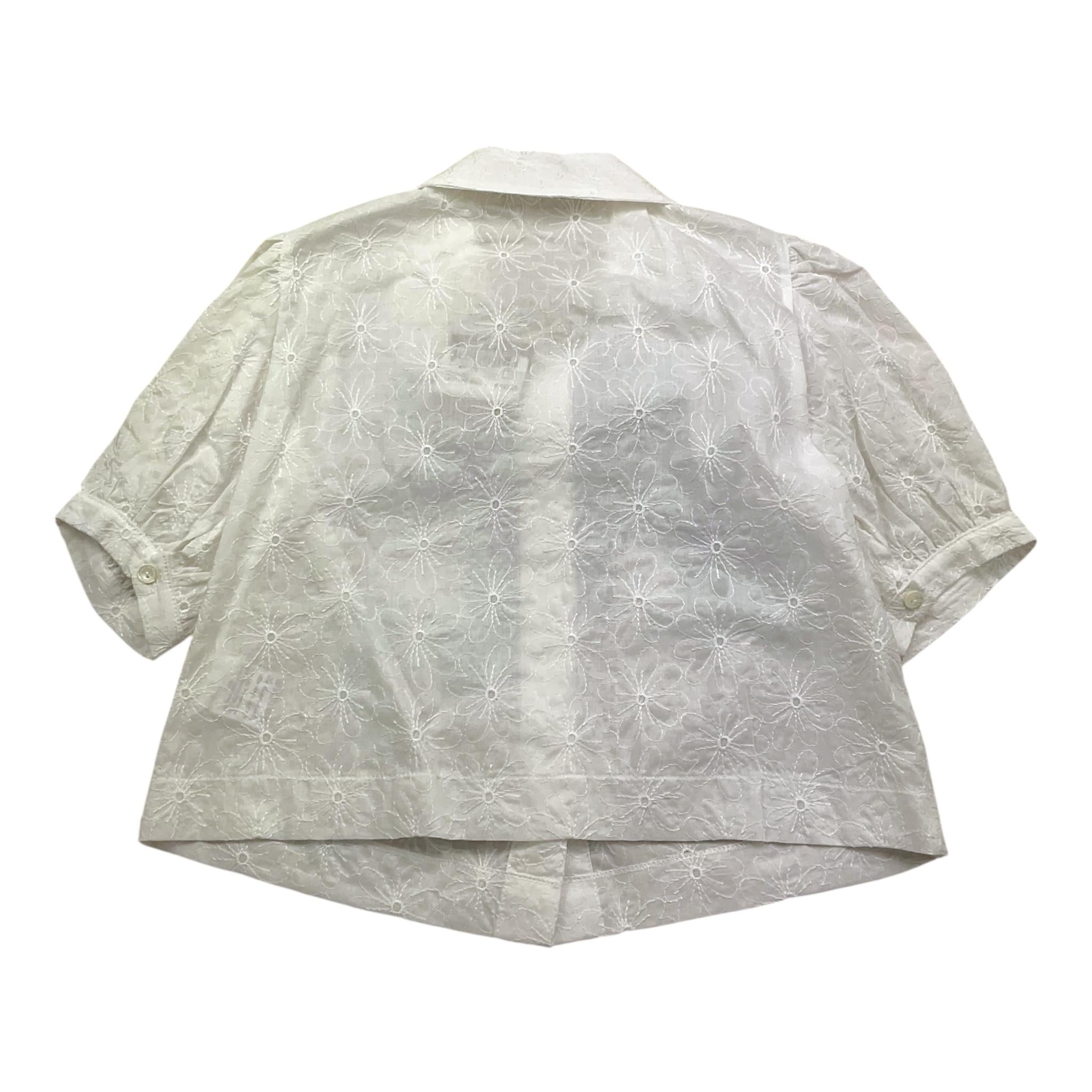 La Stupenderia Camicia Tinta Unita con Ricami E Fiocco per Bambina TJCM74 BIANCO LA STUPENDERIA 