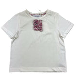 Simonetta Solid Color Crew Neck T-Shirt With White Applique For Baby Girl