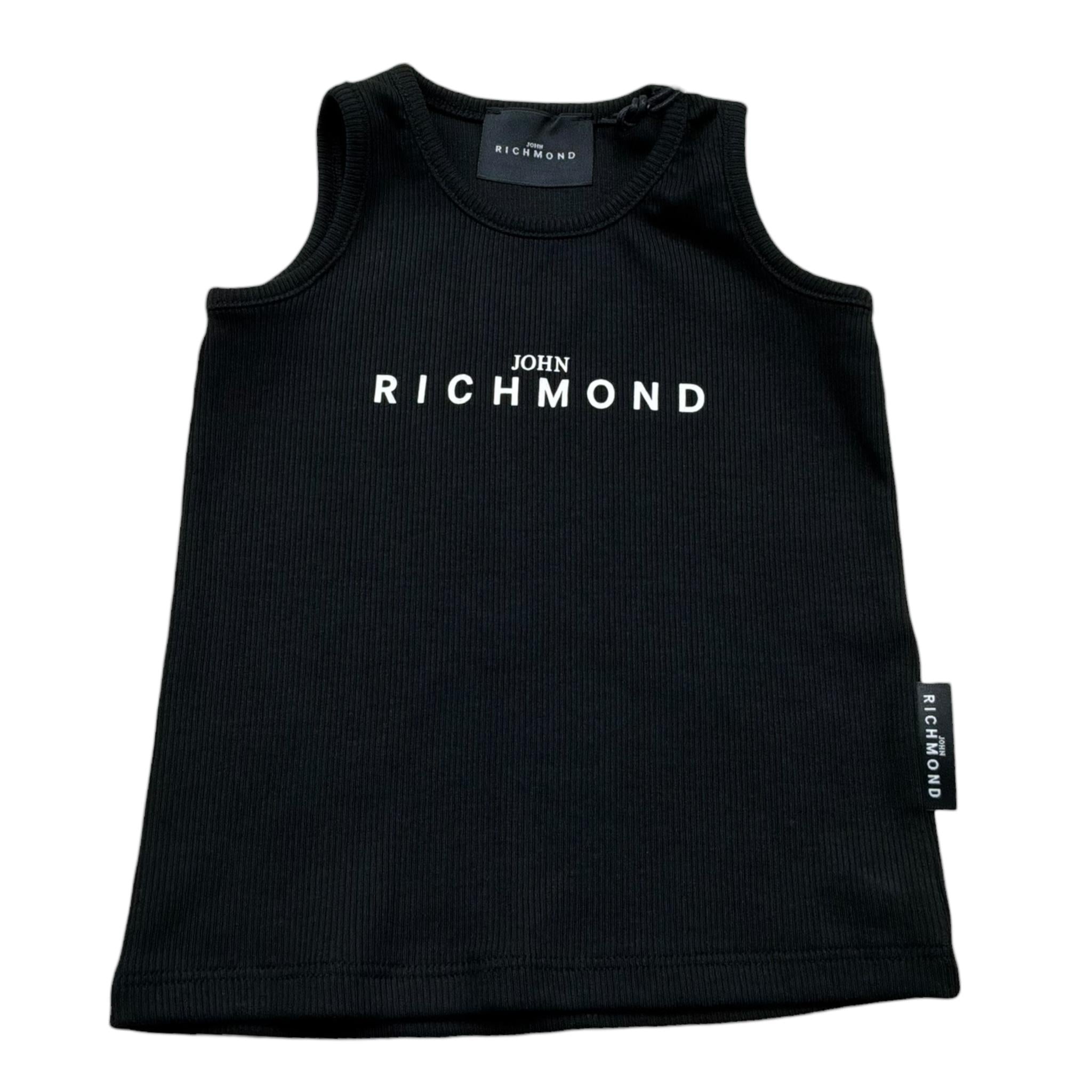 John Richmond Canotta Gircllo Tinta Unita con Logo per Neonato RIP26037CN NERO JOHN RICHMOND 