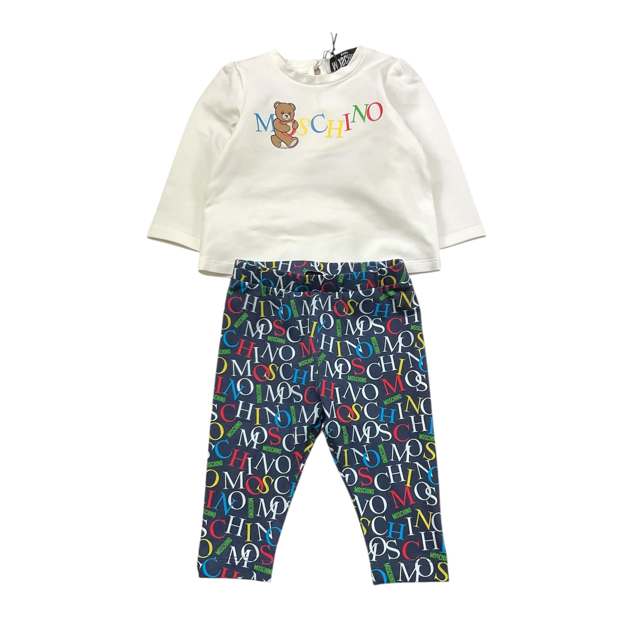 MOSCHINO completo 2pz shirt-leggins bicolore Bianco/blu per Neonata MAK01Y BIANCO/BLU MOSCHINO 