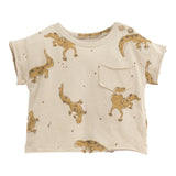 Play Up Solid Color Crew Neck T-Shirt With Pocket Beige For Newborns