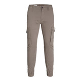 Jack&amp;Jones Brown Adjustable Waist Solid Color Trousers For Boys