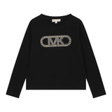 MICHAEL KORS shirt girocollo tinta unita con logo Nero per Bambina R30143 NERO MICHAEL KORS 