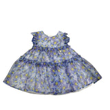 Alice Pi Solid Color Dress with Blue Flower Pattern for Baby Girl