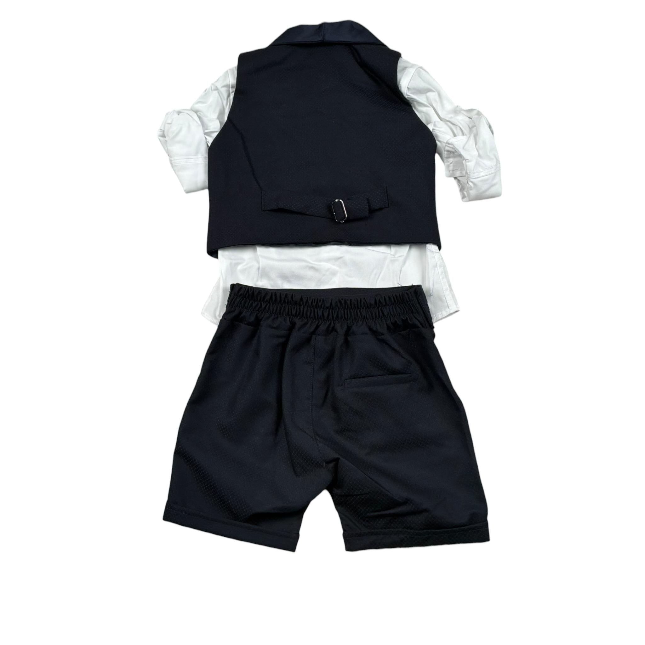 Never Too Completo 4 Pezzi Camicia-Bermuda-Gilet-Papillion per Neonato GM2242N BLU NEVER TOO 