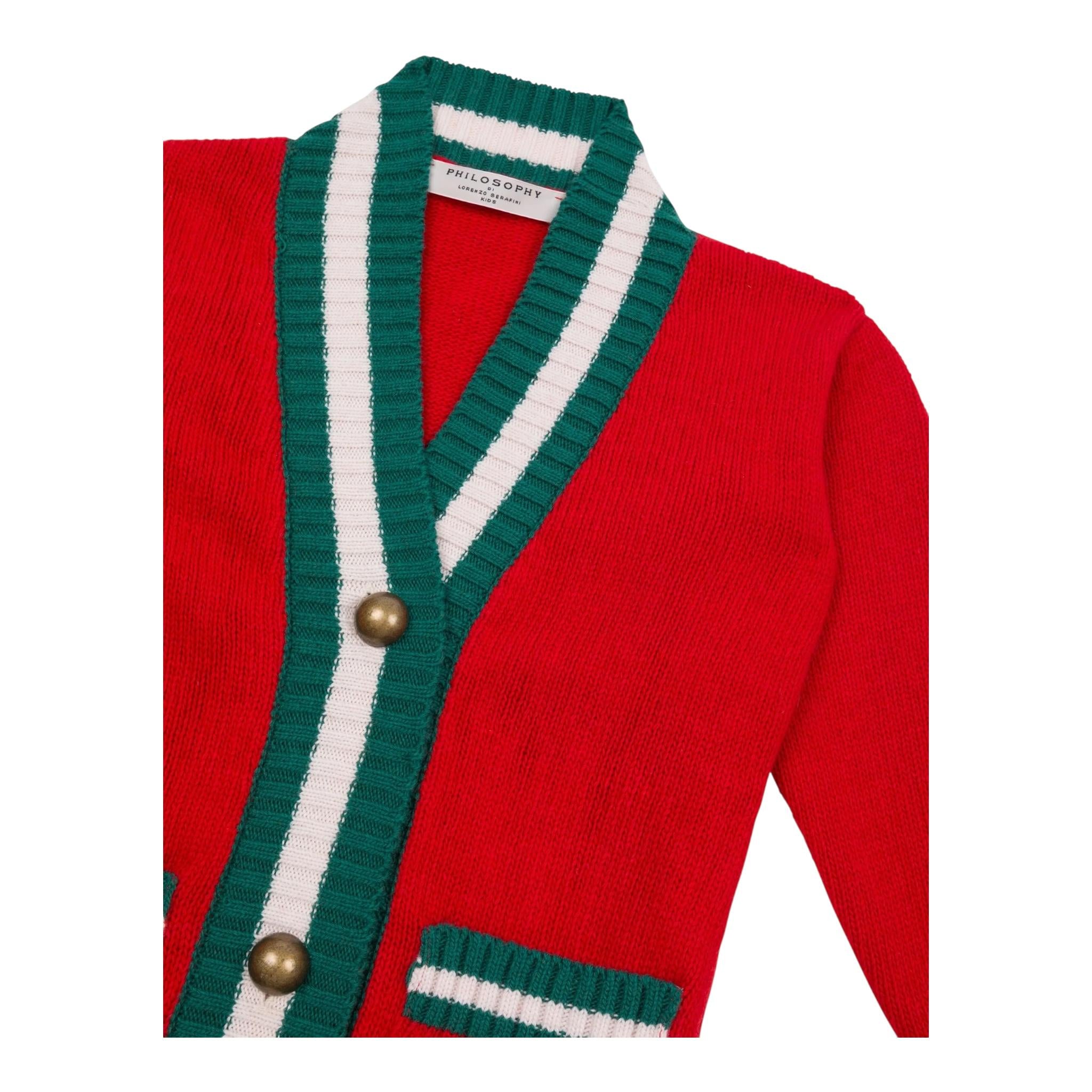 PHILOSOPHY cardigan tinta unita con profili in contrasto Rosso per Bambina PFMA045 ROSSO PHILOSOPHY 