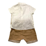 Barcellino Complete 2 Piece Shirt-Bermuda White/Beige For Newborn