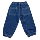 The Owl Jeans Solid Color With Elastic Waist Blue For Newborn