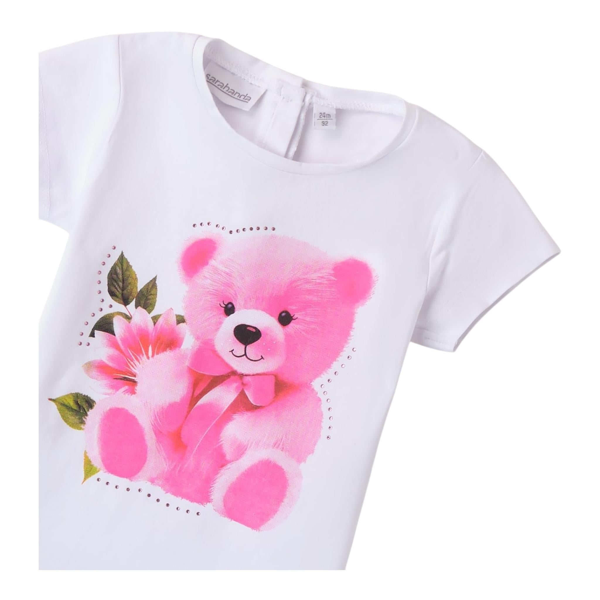 Sarabanda T-Shirt Girocollo Tinta Unita con Stampa per Neonata 0B208N BIANCO SARABANDA 