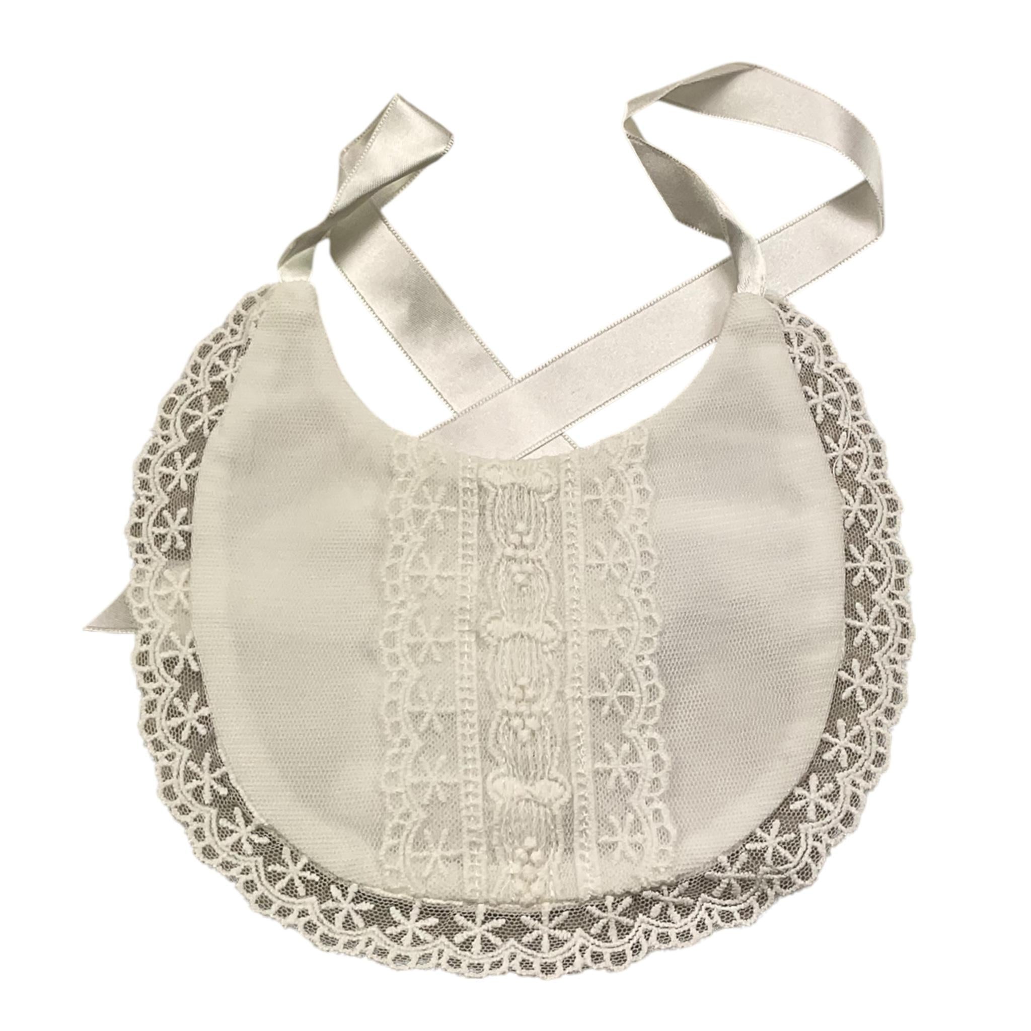 GRANLEI bavetta tinta unita con ricami Bianco per Neonata 224101 BIANCO GRANLEI 