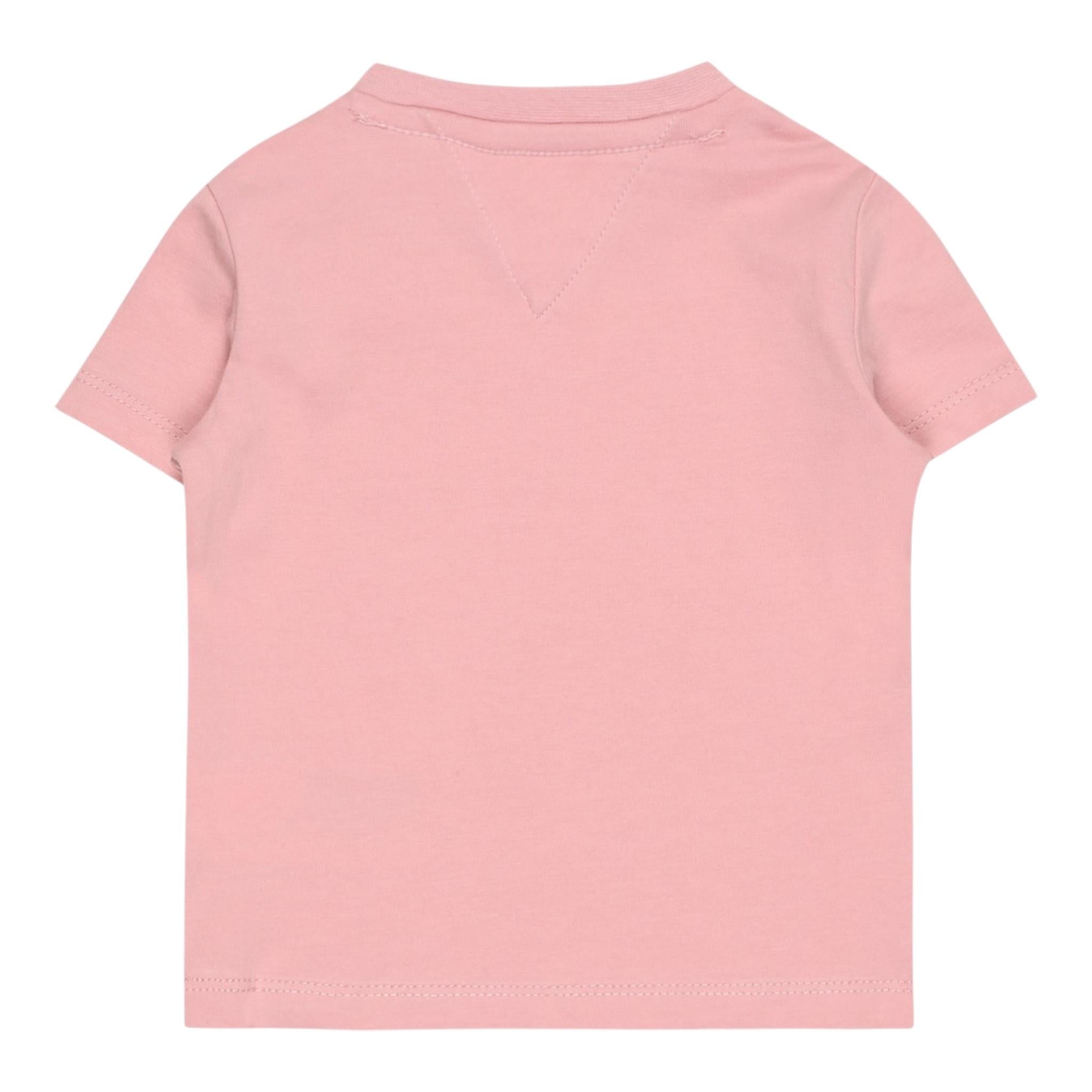 Tommy Hilfiger T-Shirt Girocollo Tinta Unita con Logo per Neonata KN0KN01429 ROSA TOMMY HILFIGER 