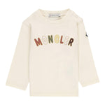 MONCLER shirt tinta unita girocollo con stampa Panna per Neonata 8D00005 PANNA MONCLER 