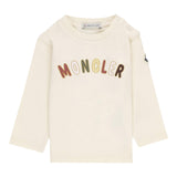 MONCLER shirt tinta unita girocollo con stampa Panna per Neonata 8D00005 PANNA MONCLER 