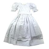 Little Ludo Solid Color Perforated Half Sleeve White Dress For Girls