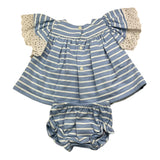 Valentina Bebes 2 Piece Set Baby Girl Blue Culotte Outfit