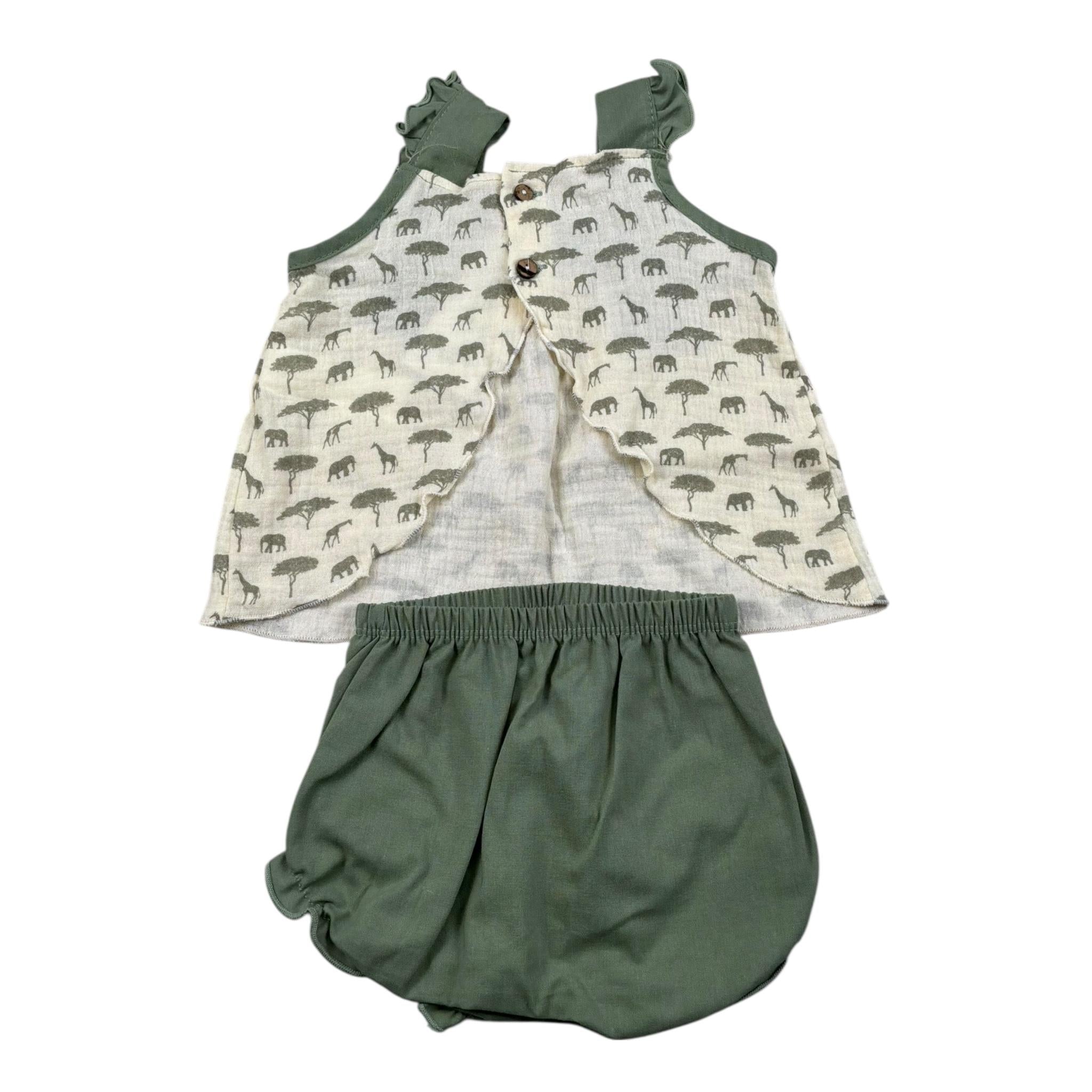 Calamaro Completo 2 Pezzi Camicia-Culotte per Bambina 17720J VERDE CALAMARO 