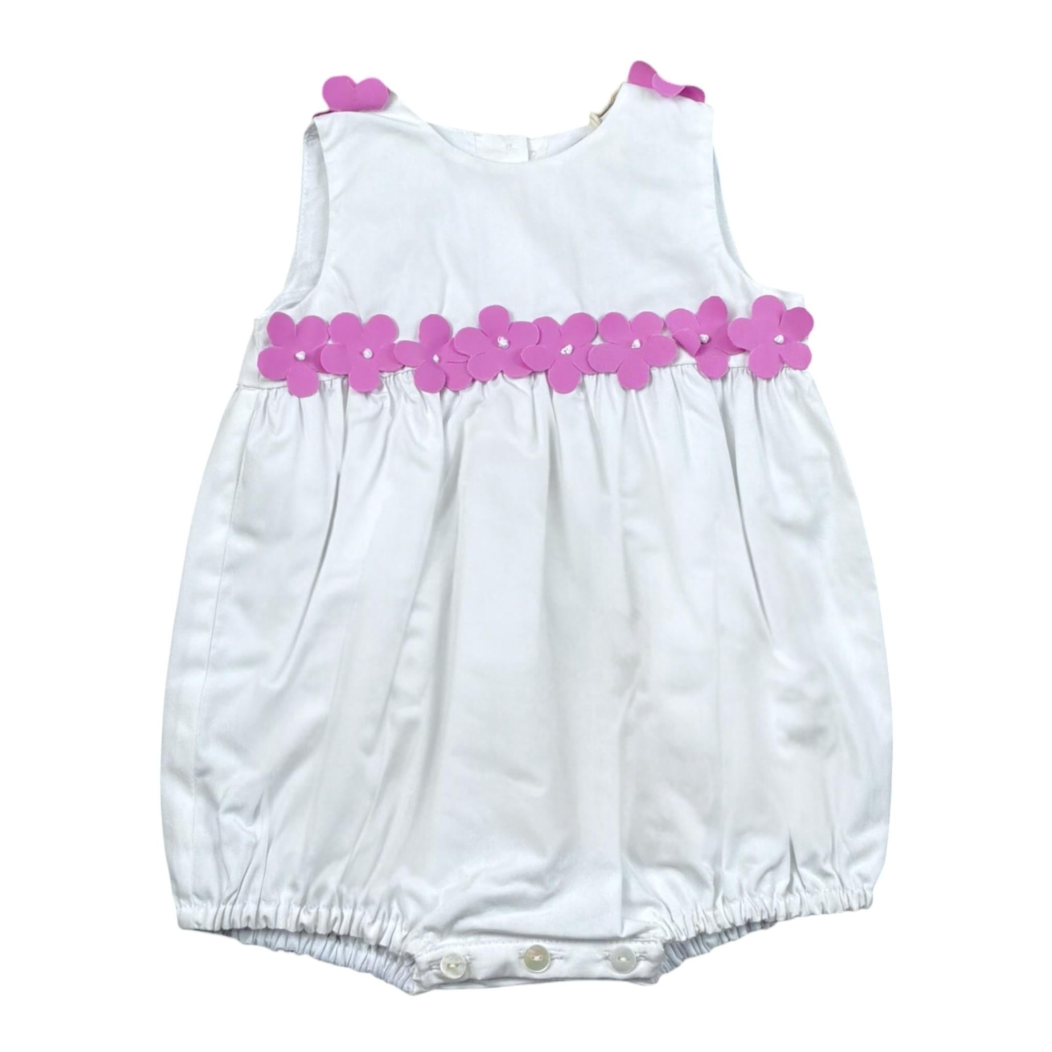 Ilfarobimbi Pagliaccetto tinta unita con Fiori Bianco per Neonata IFN50962 BIANCO ILFAROBIMBI 
