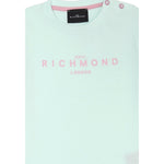 John Richmond T-Shirt Girocollo tinta unita con Stampa Verde Acqua per Bambina RIP25002TSSJ VERDE ACQUA JOHN RICHMOND 