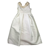 La Stupenderia Ceremonial Dress Solid Color Armhole With Ruffle Applique In Contrast White For Girls