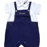 Cesare Paciotti Half Sleeve Romper With Fake Dungarees White for Newborn