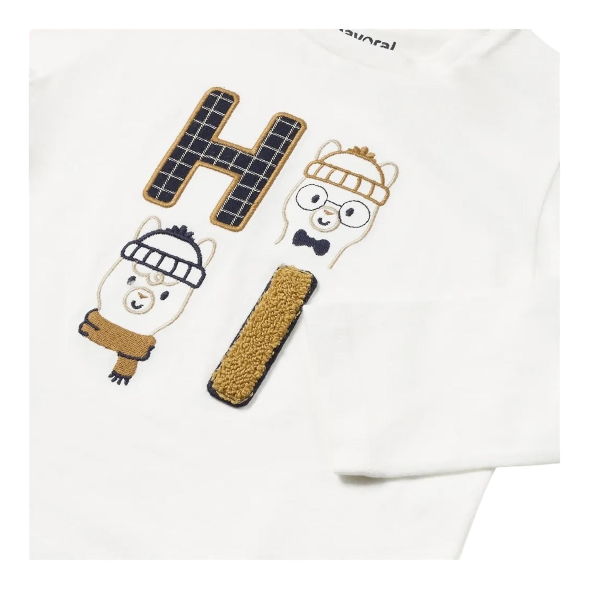 MAYORAL shirt girocollo tinta unita con stampa in contrasto Bianco per Neonato 2030X BIANCO MAYORAL 