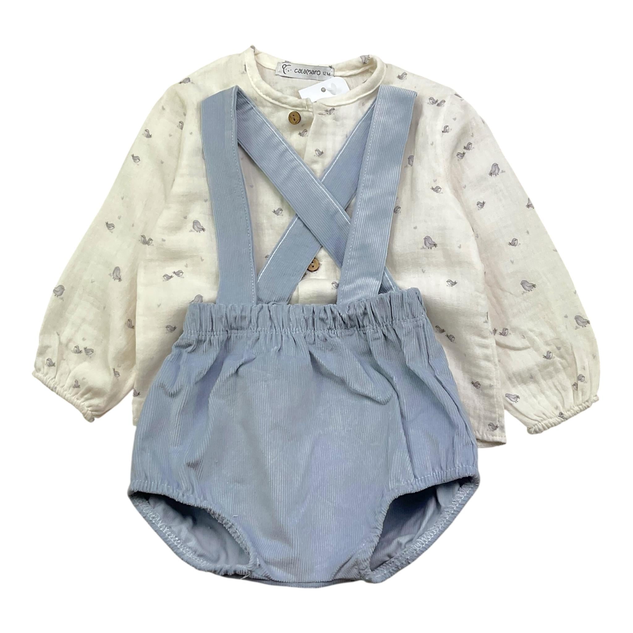 CALAMARO completo 2pz salopette-camicia bicolore Bianco/azzurro per Neonato 11012 BIANCO/AZZURRO CALAMARO 