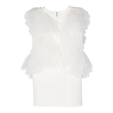 Patrizia Pepe Solid Color Sleeveless Dress With White Tulle For Girls