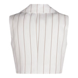 Fun &amp; Fun Plain Cream Striped Vest For Girls