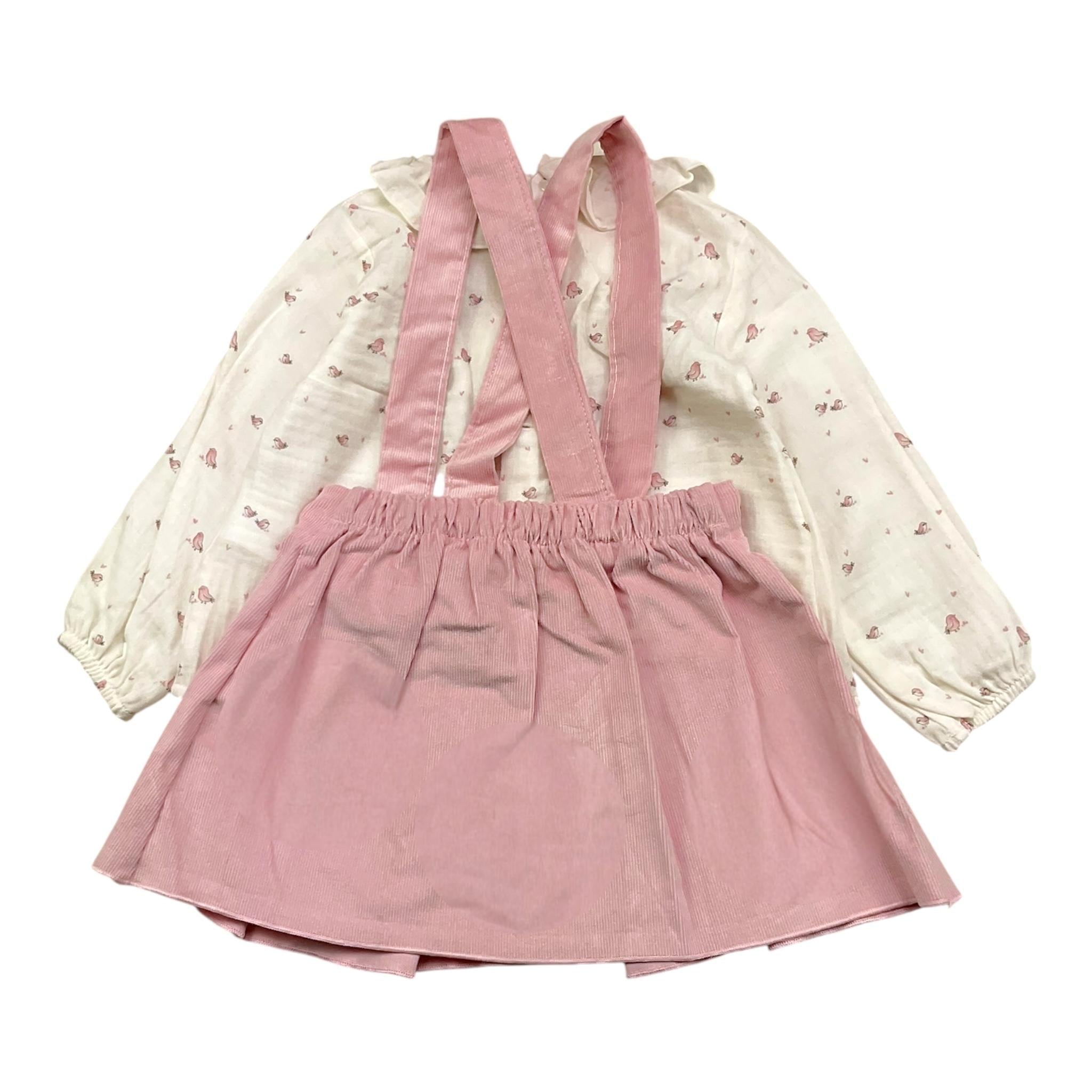 CALAMARO completo 2pz camicia-salopette bicolore Bianco/rosa per Neonata 11013 BIANCO/ROSA CALAMARO 