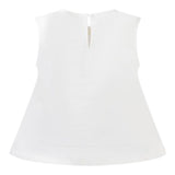 Twinset Solid Color Crew Neck White Sleeveless Shirt For Girls