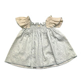 La Stupenderia Solid Color Floral Print Sleeveless Dress White/Blue For Baby Girl