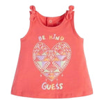 Guess Canotta Girocollo Tinta Unita con Stampa per Neonata K3GI06K6YW0 FUXIA GUESS 