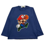 MOUSSE shirt girocollo tinta unita con stampa mario Blu per Bambino HKTL368N BLU MOUSSE 