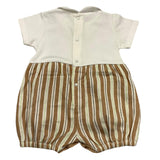 Barcellino Two-Tone Romper Half Sleeve White/Beige For Newborn