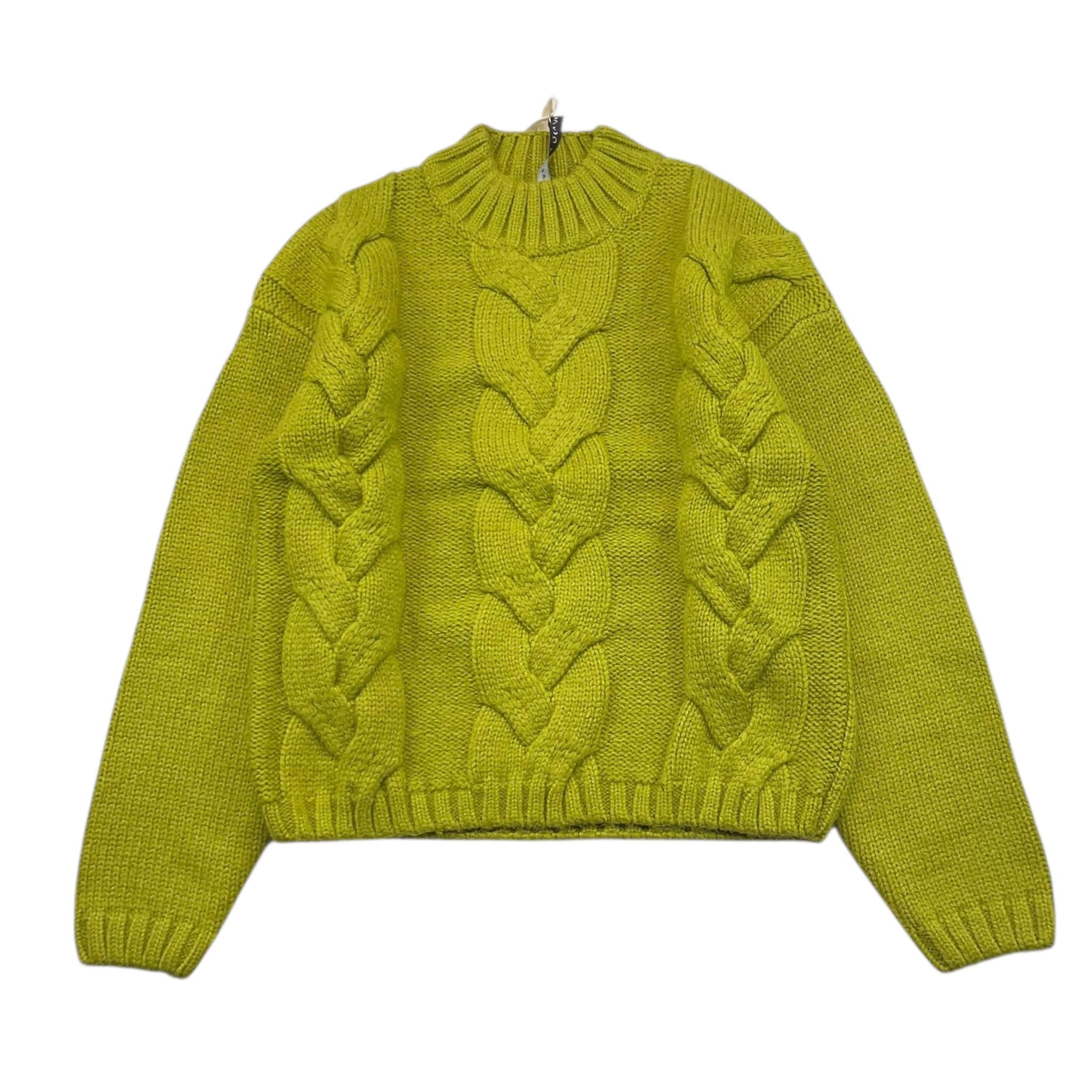 MANILA GRACE maglia tinta unita con trecce Verde per Bambina MG2374 VERDE MANILA GRACE 