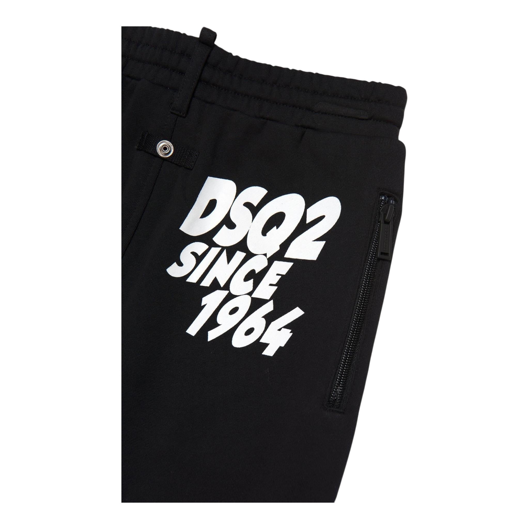DSQUARED2 pantalone modello tuta tinta unita con stampa Nero per Bambino DQ1928 NERO DSQUARED2 